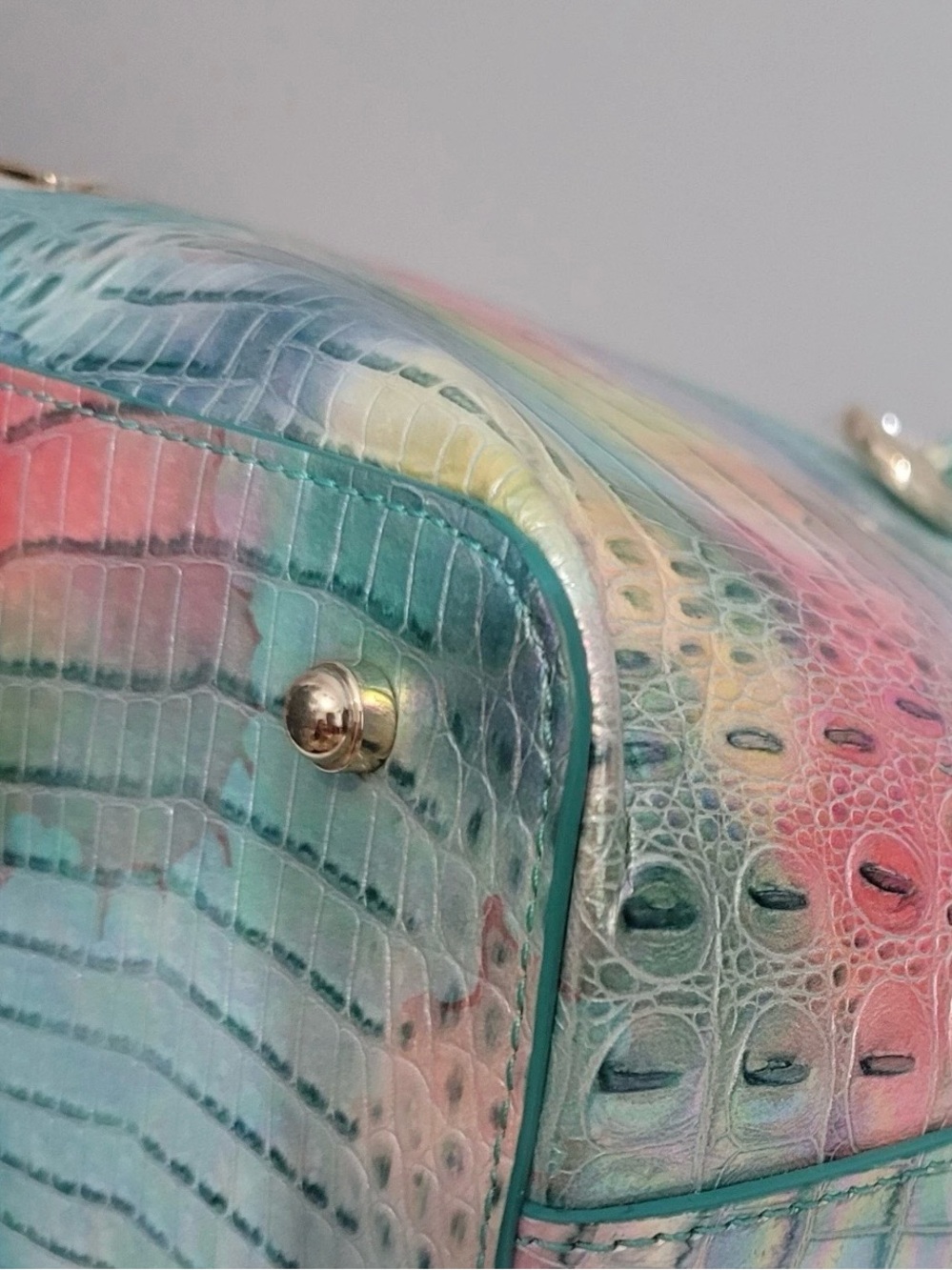 Brahmin Large Duxbury Gelato Iridescent Multicolor Croc-Embossed Satchel Bag - Picture 11 of 16